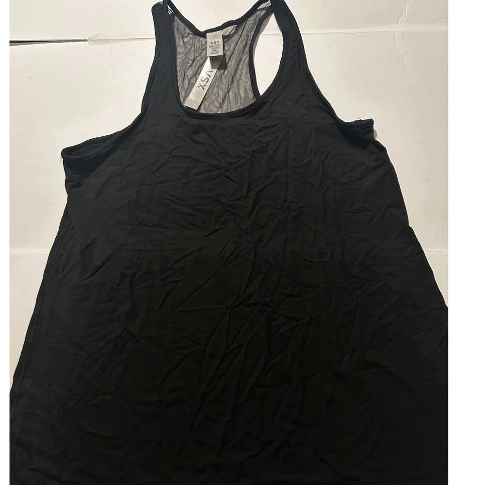 VSX Victoria's Secret Black Mesh Racerback Active Tank Top Small Stretch